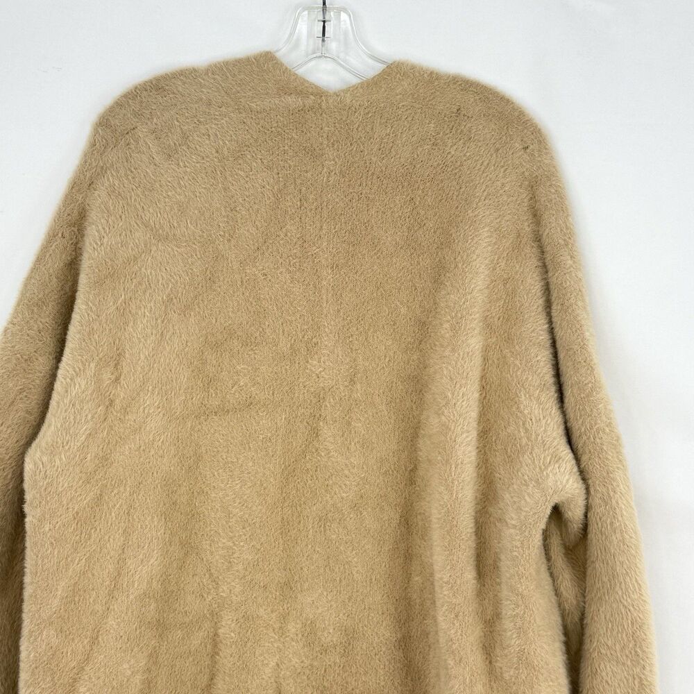 STELEN Fuzzy Knit Long Cardigan Sweater Camel Tan Open Front Slouchy Womens Sz M - Picture 6 of 16